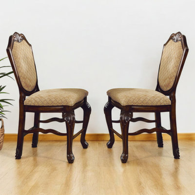 Gladine Fabric and Espresso Counter Height Chairs (Set-2)