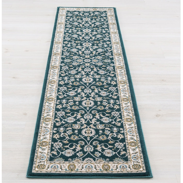 Luxury Kashan Green Runner Rug