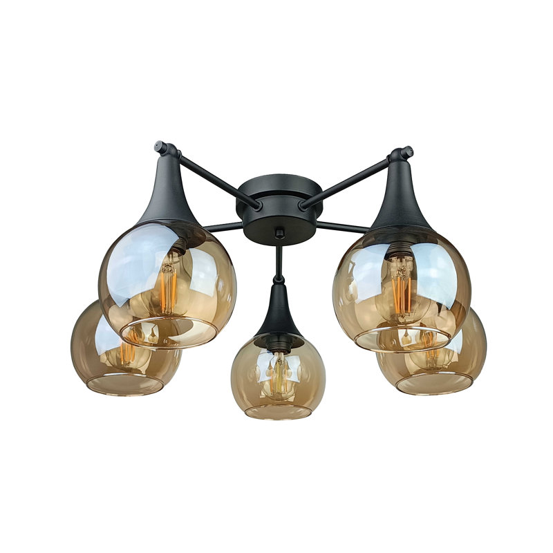 Brinsley Glass Semi Flush Mount, Chrome