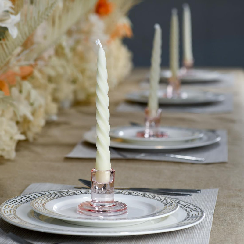 Ensemble de 6 porte-bougies effilés en verre transparent - Base standard stable en verre épais de 0,85 po pour la décoration de souper, de mariage et de table