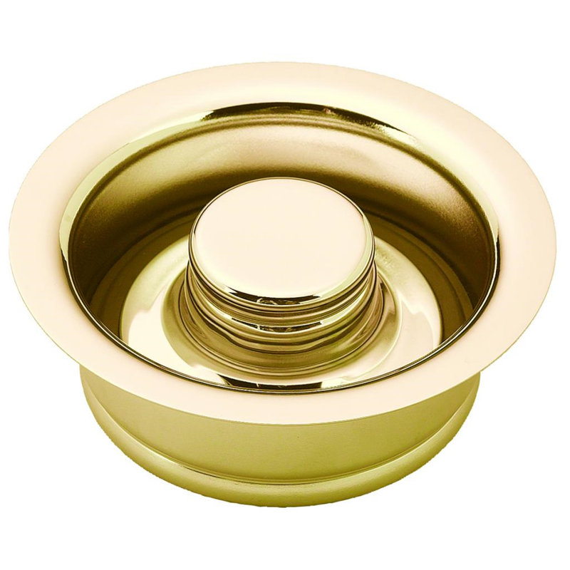 4-1/4" In-Sink-Erator Style Kitchen Sink Waste Disposal Drain Flange and Stopper, Polished Brass