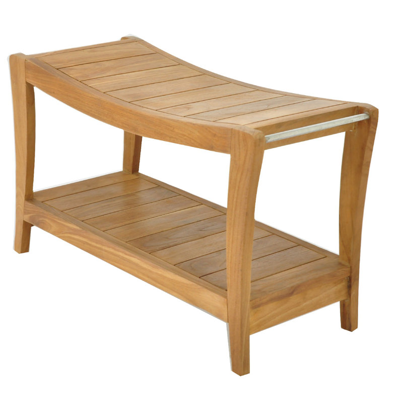Spateak Grade-A Teak Wood Paris Shower Seat 30" Outdoor Patio Stool Bench