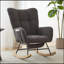 Ensemble chaise berçante à bascule en tissu Teddy avec repose-pieds et poche de rangement latérale, base en bois massif.-1081843046