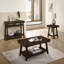 Console en noyer, placage en bois d'hévéa, tablette de rangement pour le salon - noyer
