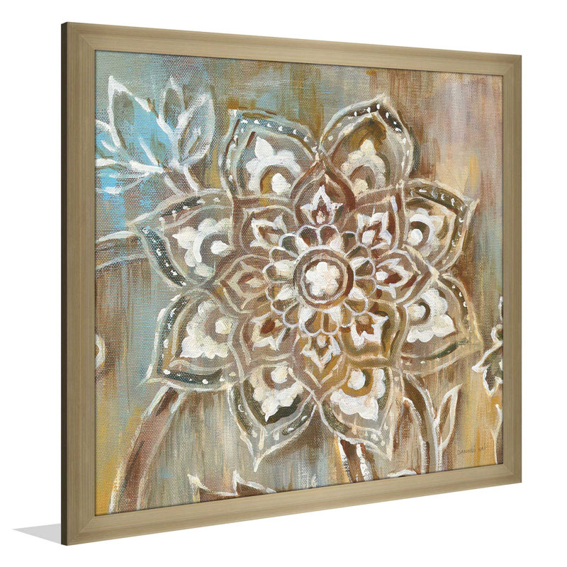 « henné ii », reproduction de peinture à l’acrylique sur toile, H 37,5 po x l 37,5 po x P 1 po, Encadrement champagne
