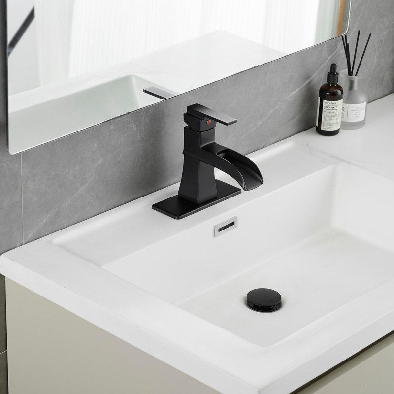 Three-hole bathroom faucet with drain kit, Black