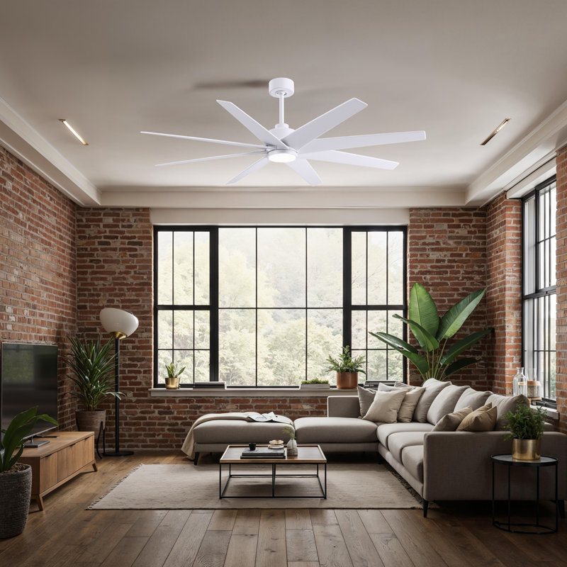 Ariella - Eight Blade Ceiling Fan - Integrated LED, Matte White, Matte White