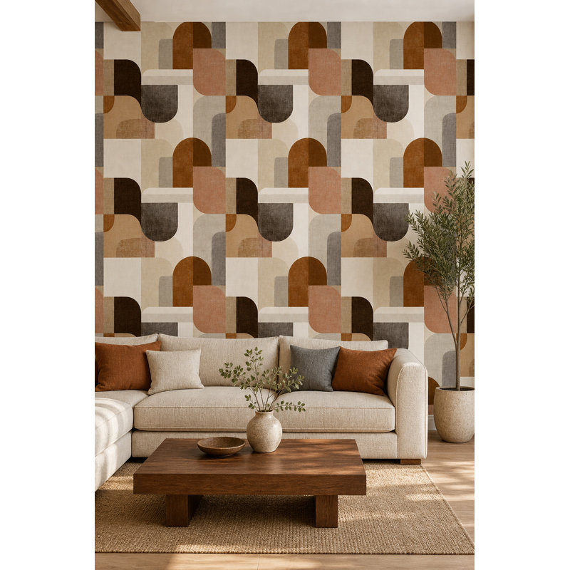 Papier peint à motif géométrique amovible Mid Mid Century, Peel and Stick