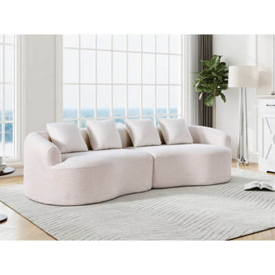 Chenille modulaire 4 courbée avec 4 coussins décoratifs, fauteuil inclinable surdimensionné, désossé, en forme de nuage, blanc, confortable et adapté pour la détente en famille, salon sans assemblage, assemblage de lit,