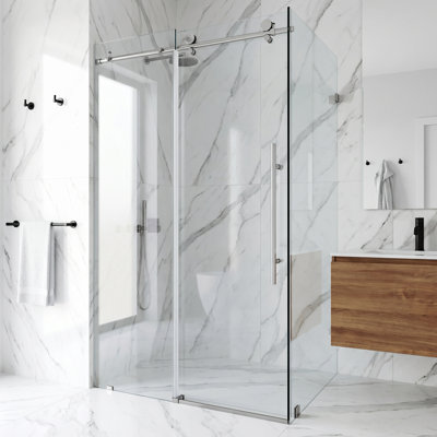 Elan E-class 46" W x 34" D x 76" H Sliding Frameless Shower Enclosure with 3/8" Clear Glass
