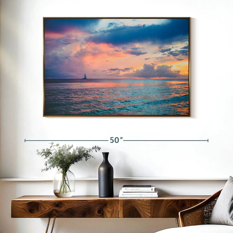 Coucher de soleil au Panama, Cadre flottant doré, 40 po x 27 po