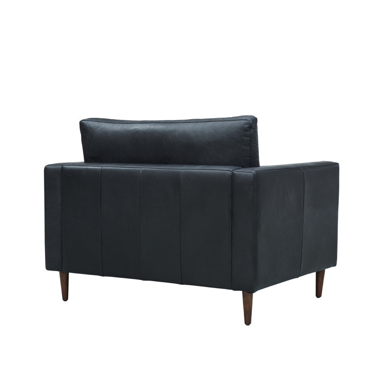 Contemporary Leather Armchair, Slate Genuine Leather