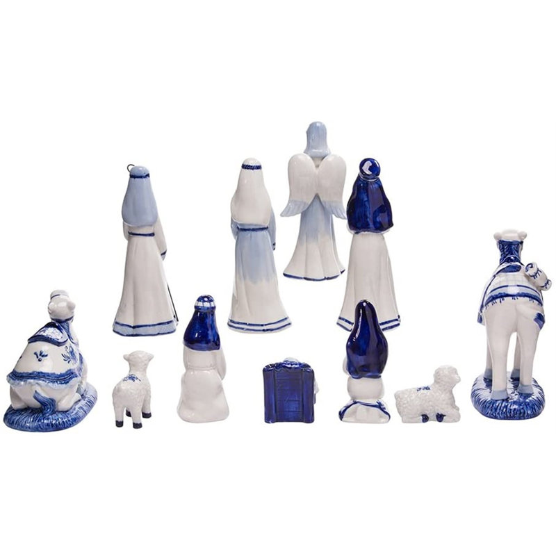 Ensemble de crèche 11 pièces bleu faïence