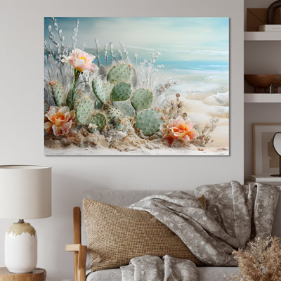 Collage de cactus sur la plage I sur toile