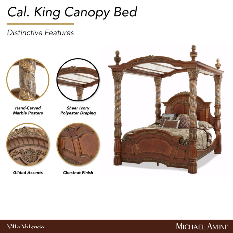 Villa Valencia Solid Wood Canopy Bed, California King
