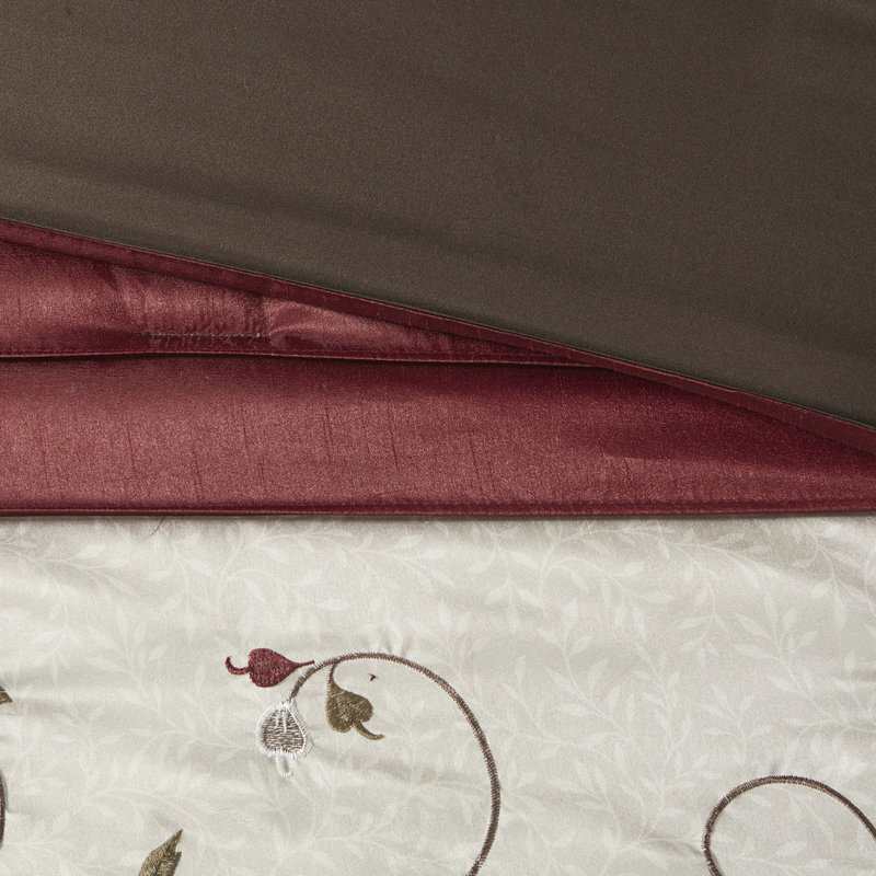 Édredon grand lit rouge 7 pièces - Broderie décorative en tissu, taies décoratives, taies décoratives, jupe de lit, Rouge