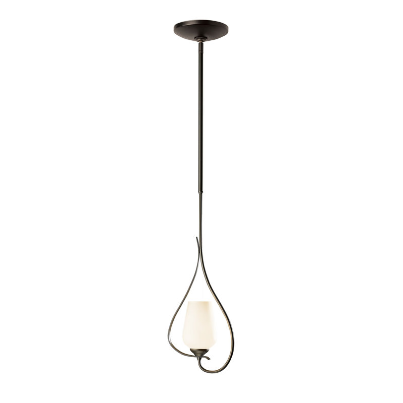 Flora 1 - Light Single Geometric Pendant, Opal Glass, Dark Smoke