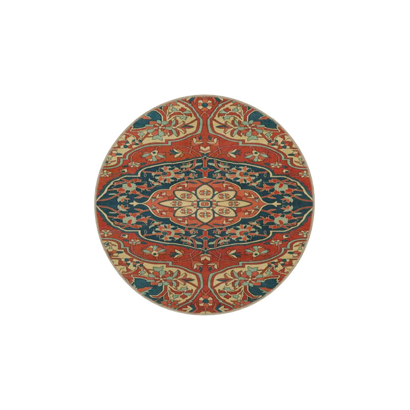 Red Star Traditional Woven Based Washable Carpet, Round 4'
