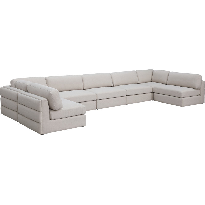 Canapé modulaire réversible de 190 po de largeur Howardine, Tissu beige texturé en lin