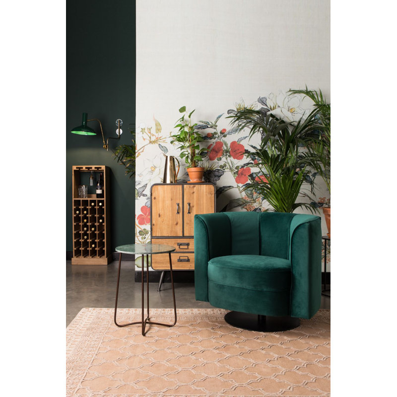 Flower Swivel Barrel Chair, Orange Velvet