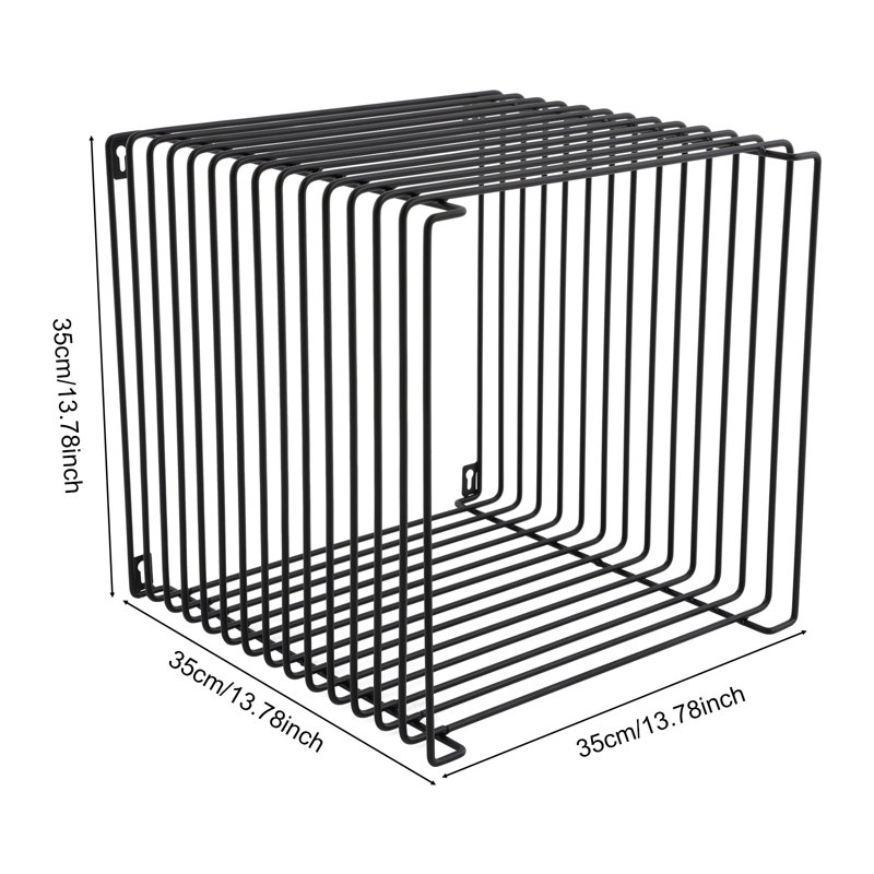 Square Side Table, Iron Multi-Purpose Side Table, Square Cage End Table, Black