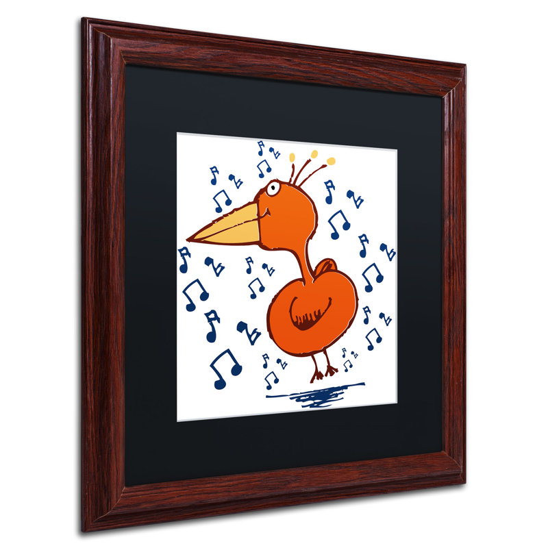 « music oiseau » par carla martell, art encadré, Noir, H 16 po x l 16 po