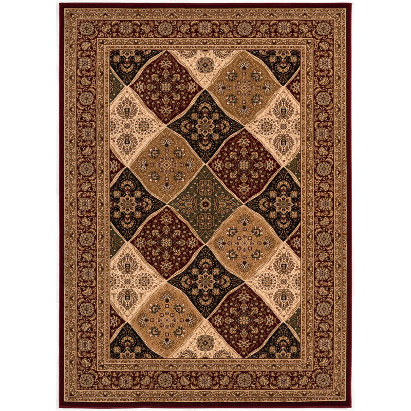 Rug Branch Aseel 2' x 4' (2'3" x 4') Red/Black Persian Medallion Indoor Doormat Rug, Traditional, Low Pile, Stain-Resistant Entry Carpet - Front Door, Mudroom, Hallway and Kitchen