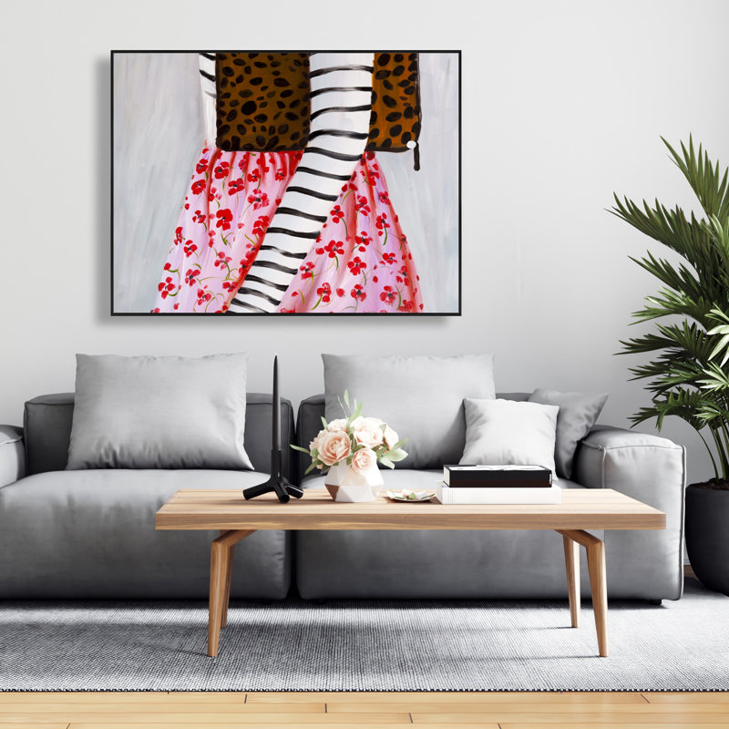 «Fashionable Woman with Leopard Bag», art contemporain sur toile