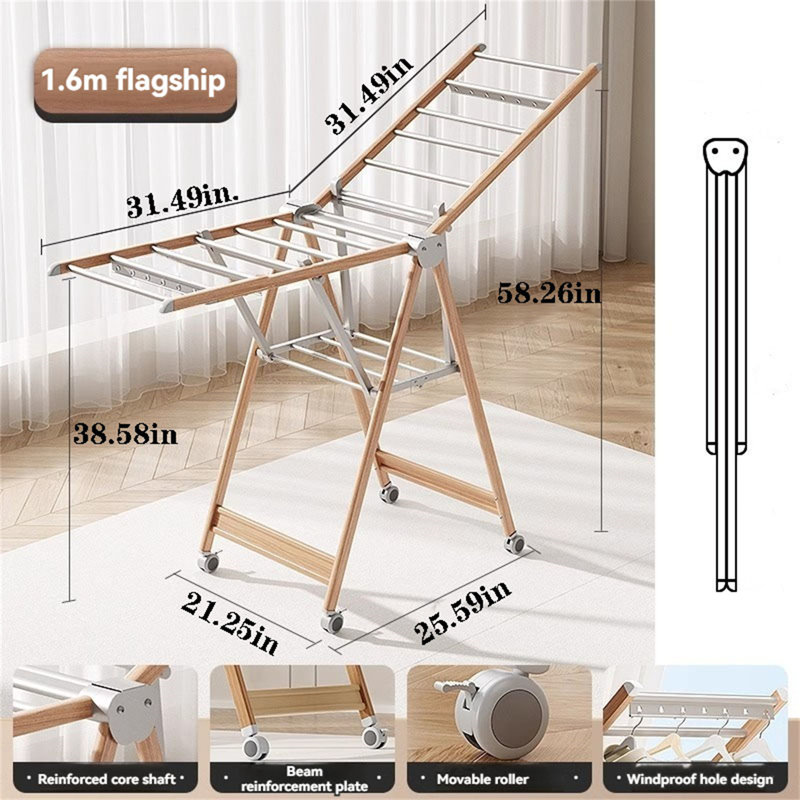 Séchoir à vêtements pliable et mobile pour l'intérieur