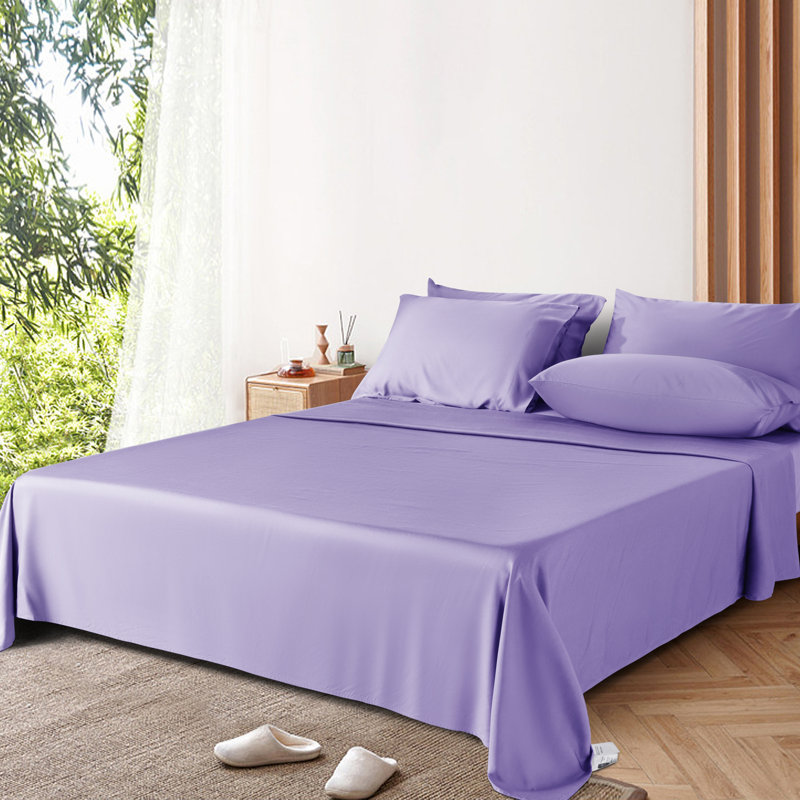 6 Pieces Bamboo Cooling Bed Sheets Set - 16" Deep Pockets, Queen Sheet Set + 1 Fitted Sheet + 4 Pillowcases, Lavender