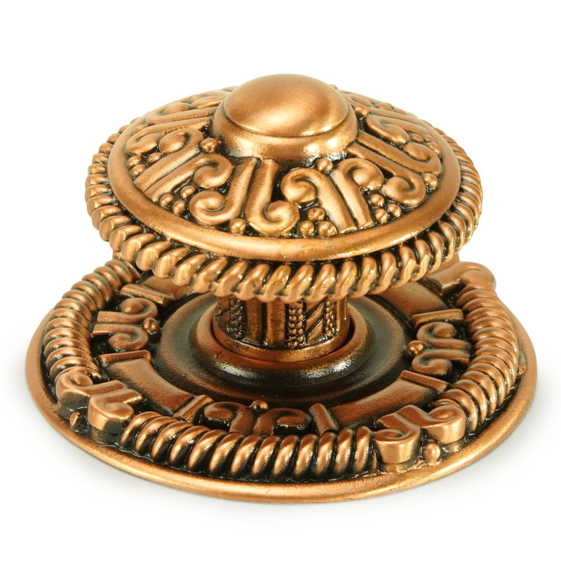 AMERICANA KNOB W/ MATCHING BACK PLATE , Burnished Copper