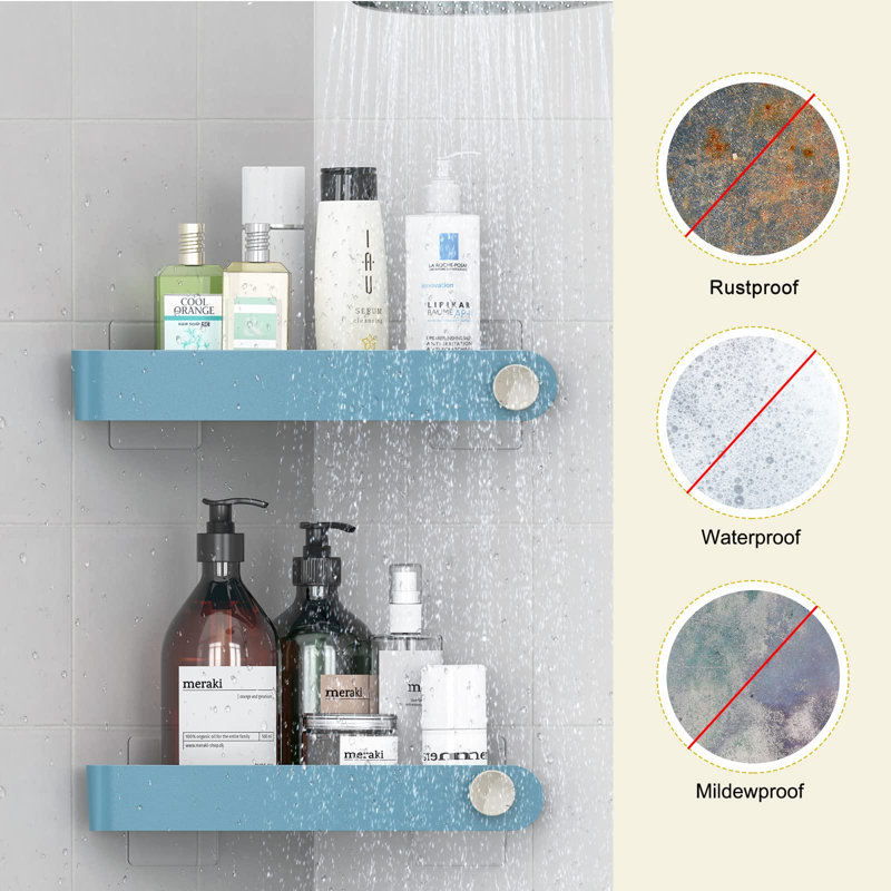 Northport Adhesive Shower Shelf, Light Blue
