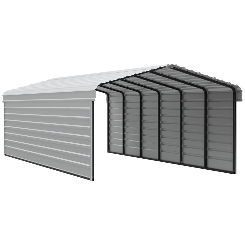 Eggshell Steel Carport Kit with Black Frame, 12' x 29'