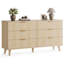 Commode 6 tiroirs avec panneaux ondulés, armoire de rangement Boho moderne avec cadre en bois massif et poignées en métal, rangement polyvalent pour la chambre à coucher, le salon, l'entrée, le couloir et le placard-733700362