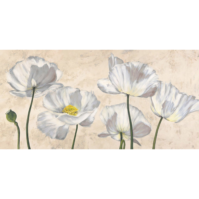 Poppies In White by Luca Villa - Wrapped Canvas Painting, 70cm H x 140cm W x 4cm D