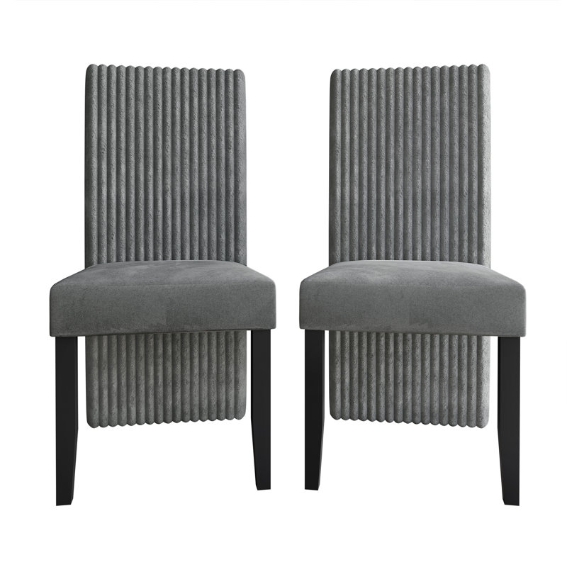Black Wooden Dining Chair With Velvet Cover, Gray