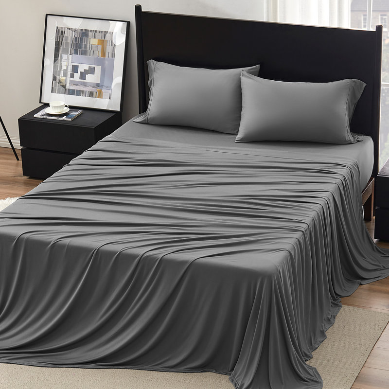Solid Jersey Knit Sheet Set, Twin Sheet Set with 3 additional pieces, Gray