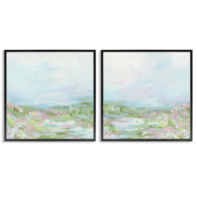 Pastel Abstract Spring Field 2 PC Giclee Art Set by June Erica Vess