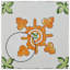 Novecento Centro Paterna 5.13" x 5.13" Ceramic Decorative Accent Tile in White/Green/Orange