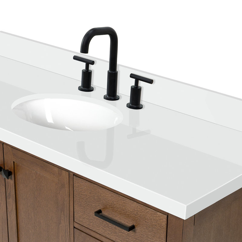 Cambridge 61'' W Single Vanity, Oval, Brown Oak