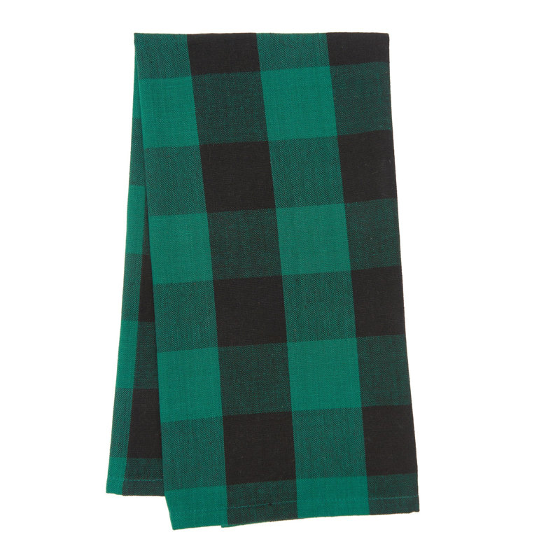 Franklin Spruce Black Cotton Woven Kitchen Towel, Spruce