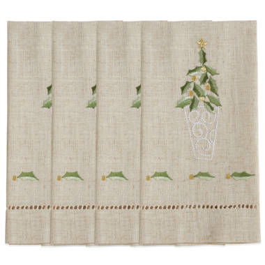 Bumblebee Linens Ecru Linen Hemstitched Tea Towels - Set of 4- Ladder Hem Stitch Cloth Guest Hand