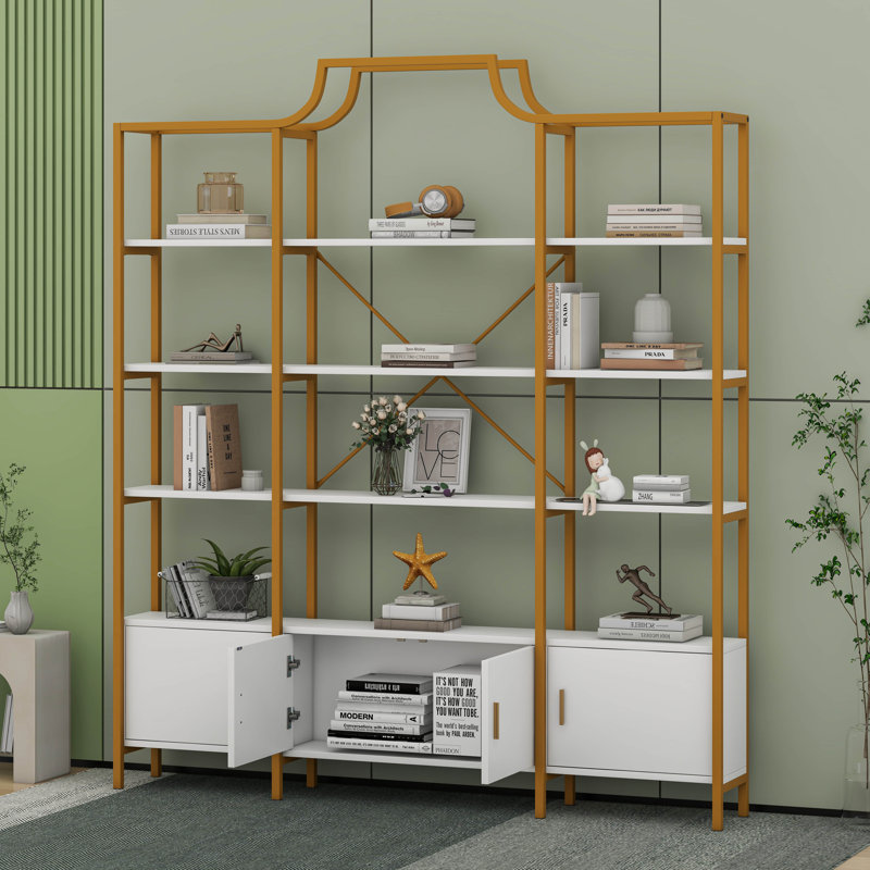 78 Inch 4 Tiers Home Office Bookcase Bookshelf, Storage Cabinet Display Shelf, X Bar