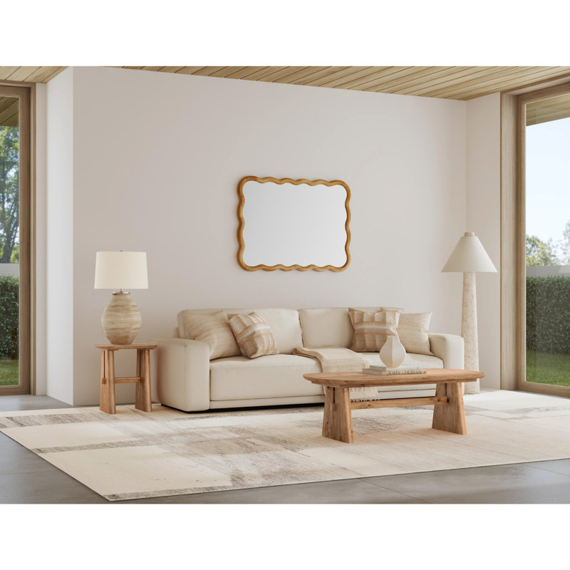 Fraser Boho Table Lamp with Distressed Cream Base & Linen Drum Shade