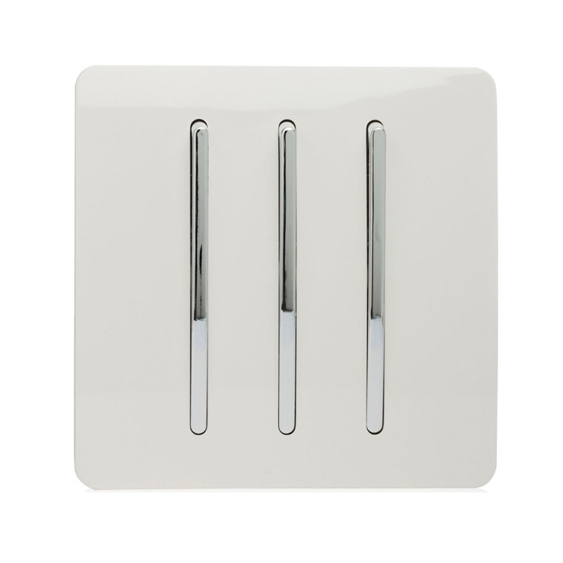 Trendi Switch 3 Gang 1 or 2 way Rocker Light Switch, Gloss White