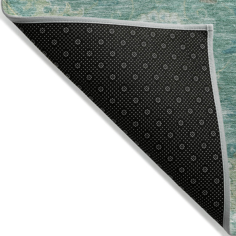 Machine Washable Indoor/Outdoor Xhevrie Teal Rug, Rectangle 10' x 14'