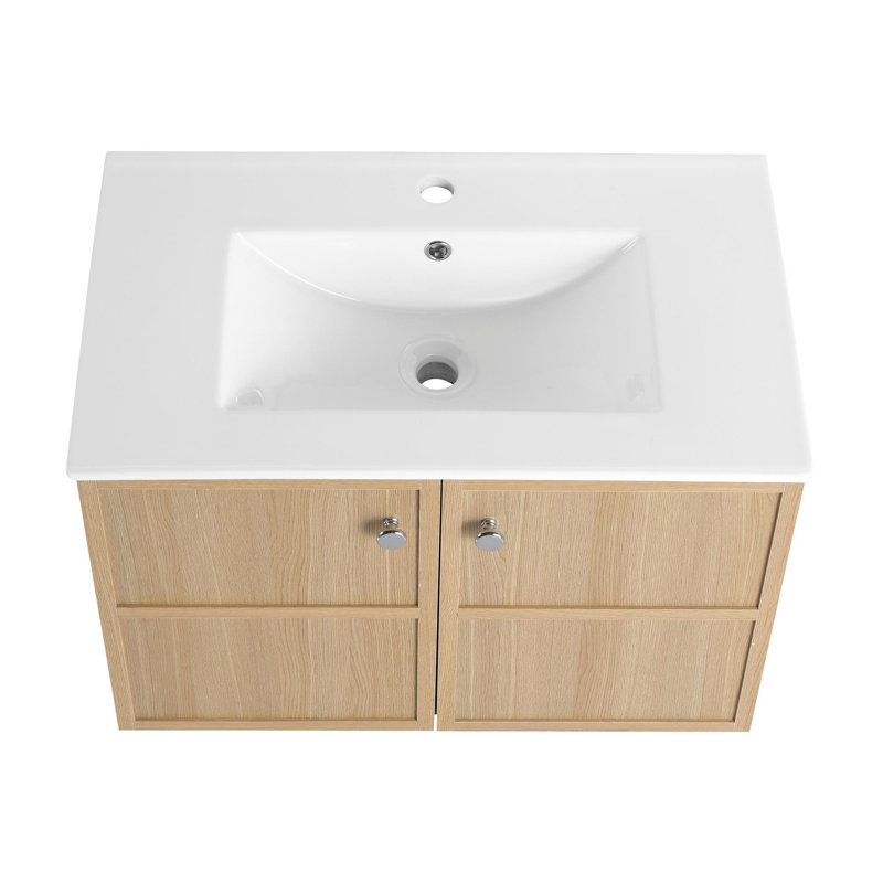 Meuble-lavabo mural avec lavabo en céramique, 30"