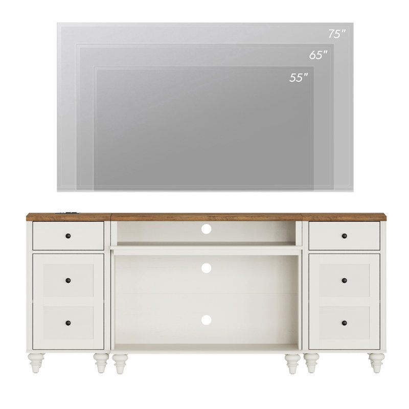 TV Stand For 75 Inch TV,  3-In-1 TV Console Table For 55/65/75 Inch TV, Entertainment Center With With Charging Station