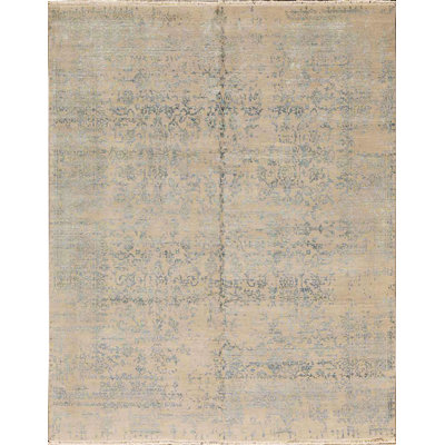 Tapis argenté et beige clair noué à la main de haute qualité