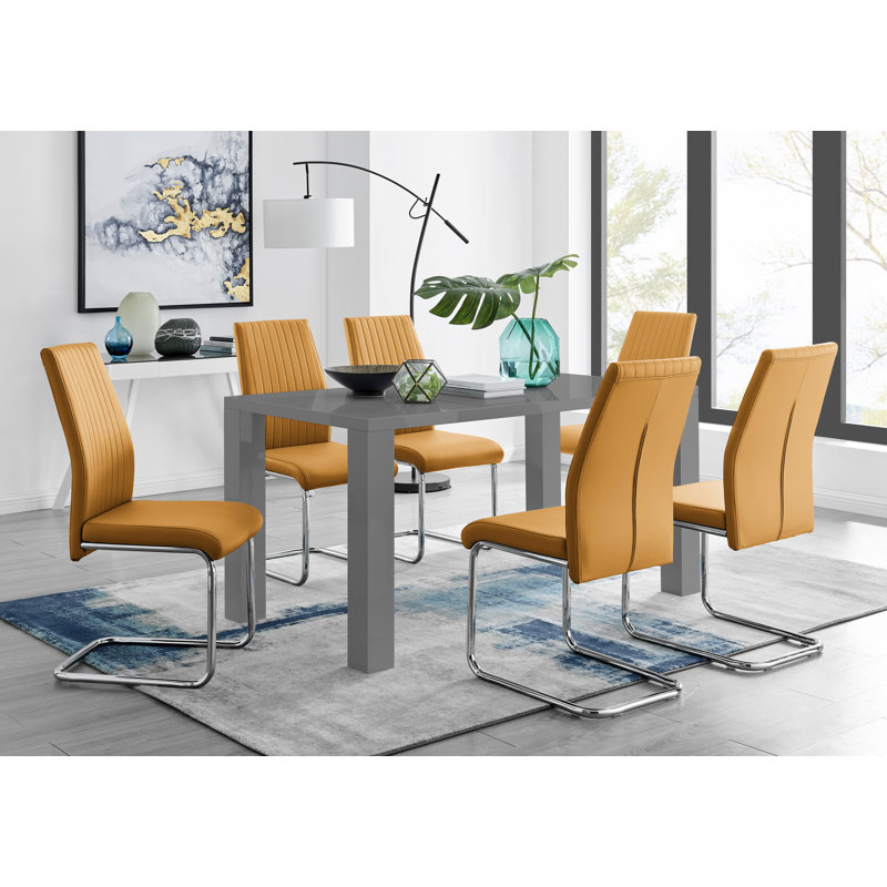 Chowchilla Dining Set with 6 Chairs, Mustard